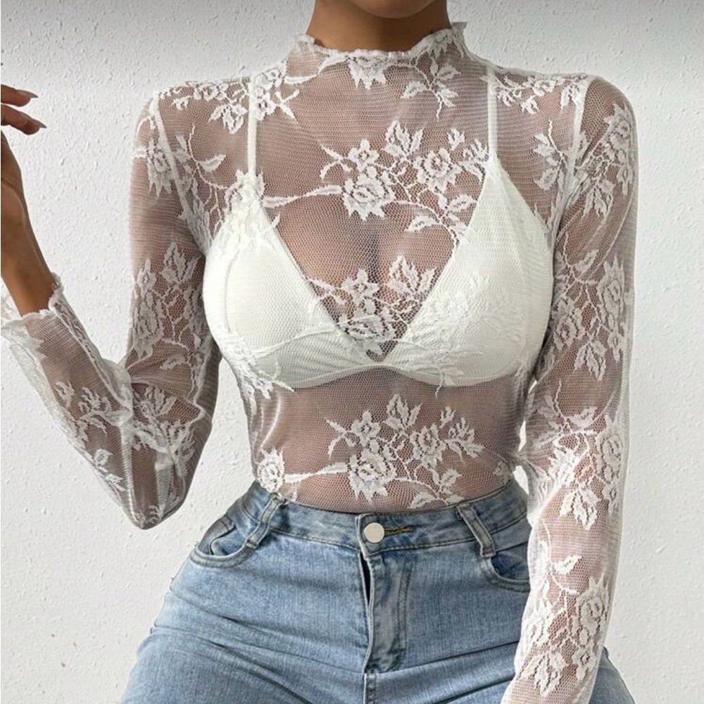 SOLDWhite Lace Sheer Top